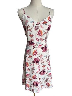 Loft Paisley Floral Sundress Sz 8 A-Line Sleeveless Dress Fitted V-Neck Romantic